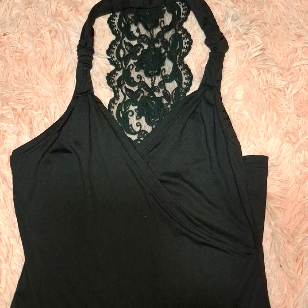 Elegant Black Lace Halter Top